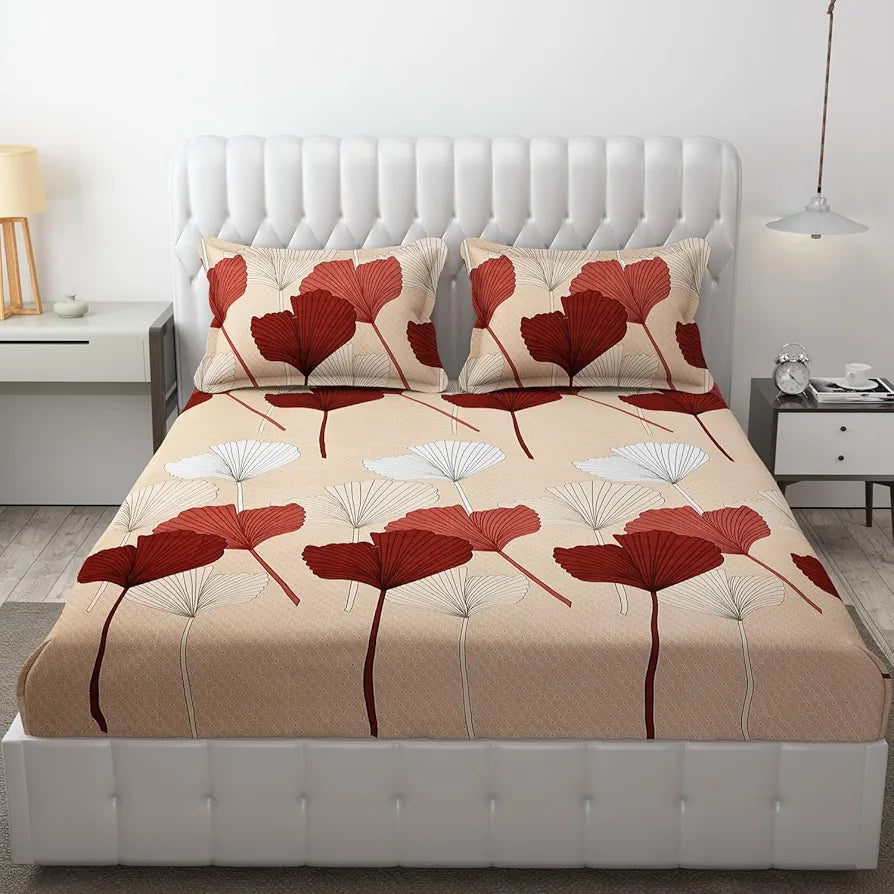 FRESH FROM LOOM Floral King Size Bedsheet - Microfiber Rotary Printed, Hypoallergenic, Wrinkle Free with 2 Pillow Covers , Multicolor