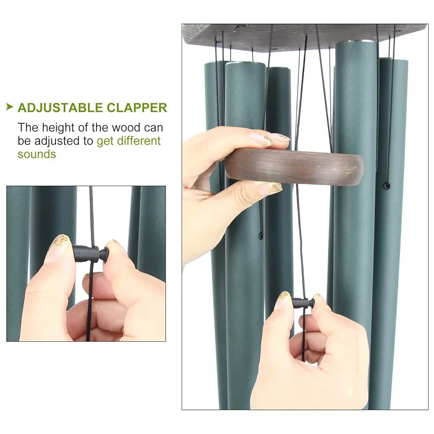 Himalayan Melody Wind Chime Premiere Grande Series Tuned Forest Green 28 Inches Home Decoration Balcony Office Garden Decor Metal 6 Pipes Positive Vibrations