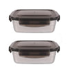 Femora Lunch Box High Steel Rectangle Heavy Duty Airtight Leakproof Unbreakable Storage Container With Lock Lid | 550 Ml | Set of 2