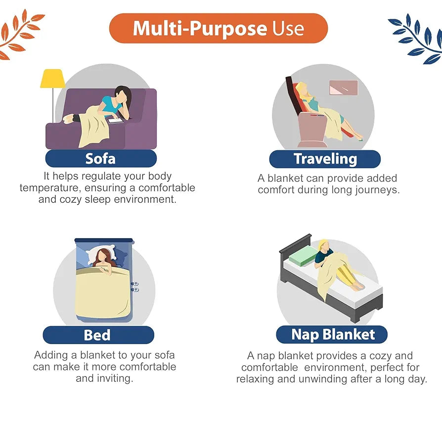 Divine Casa 120 GSM Microfiber Single Kids Dohar  | Soft & Lightweight Throw Blanket | Cozy & Breathable | All-Season Comfort | 140 x 100 CM | Geometric Pattern | Blue and Grey