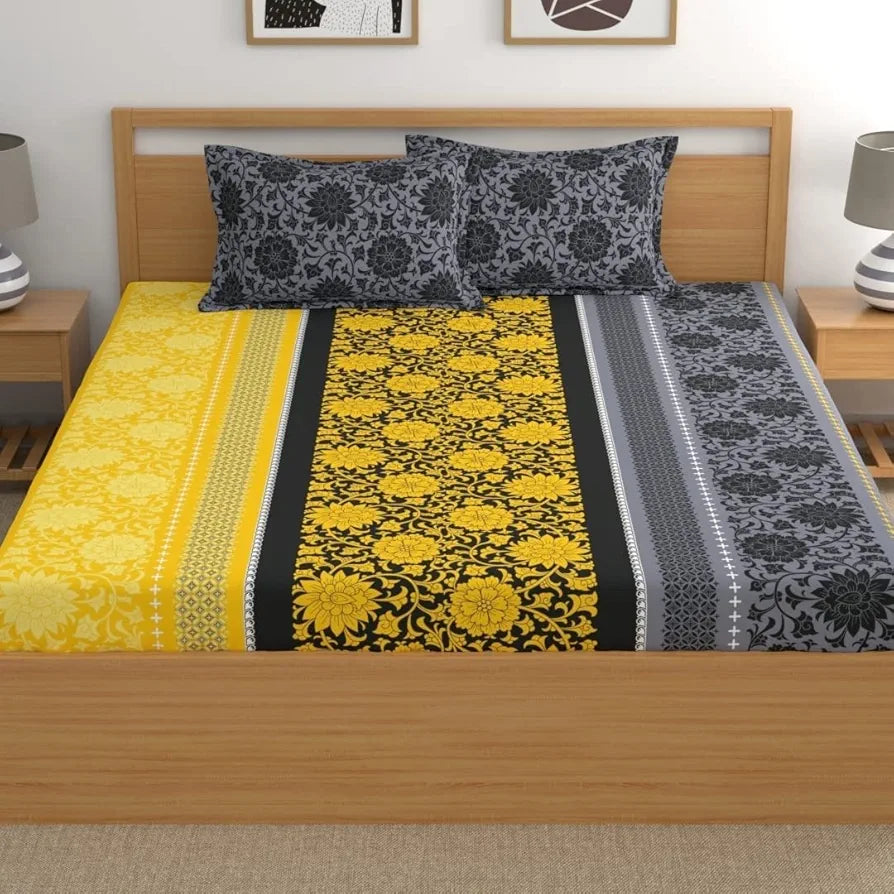 Dreamscape Wrinkle & Fade Resistant Double Bedsheet with 2 Pillow Covers