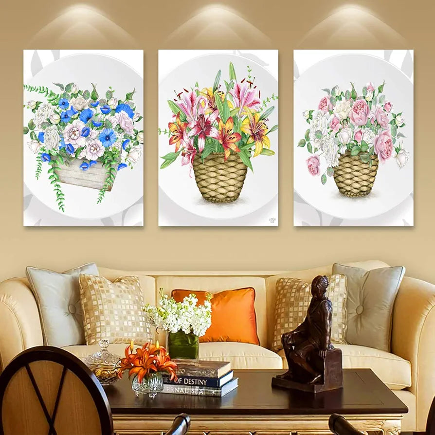 Rangoli MDF 3 Pcs Wall Poster 12x18 Inch Decorative Wall Art for Home, Office, Living Room. P-4, Design-25