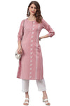 Janasya Women's Mauve Cotton Kurta