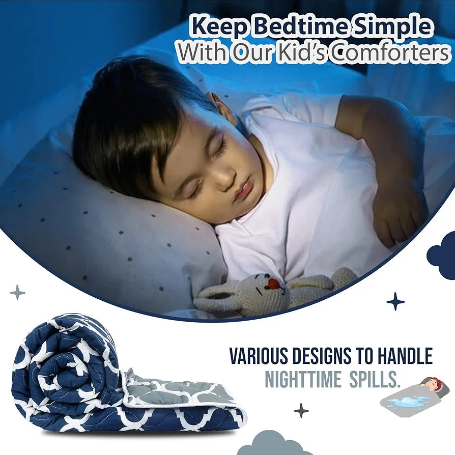 Divine Casa 120 GSM Microfiber Reversible Kids Single Bed Comforter | Ultra-Soft Toddler Blanket | Lightweight & Cozy | All-Season Bedding for Babies & Kids | 135 x 100 cm, Deep Blue