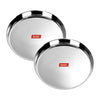 Sumeet 22 Gauge Stainless Steel Traditional Dinner Plate/Thali 28.5 Cm Set of 2pc