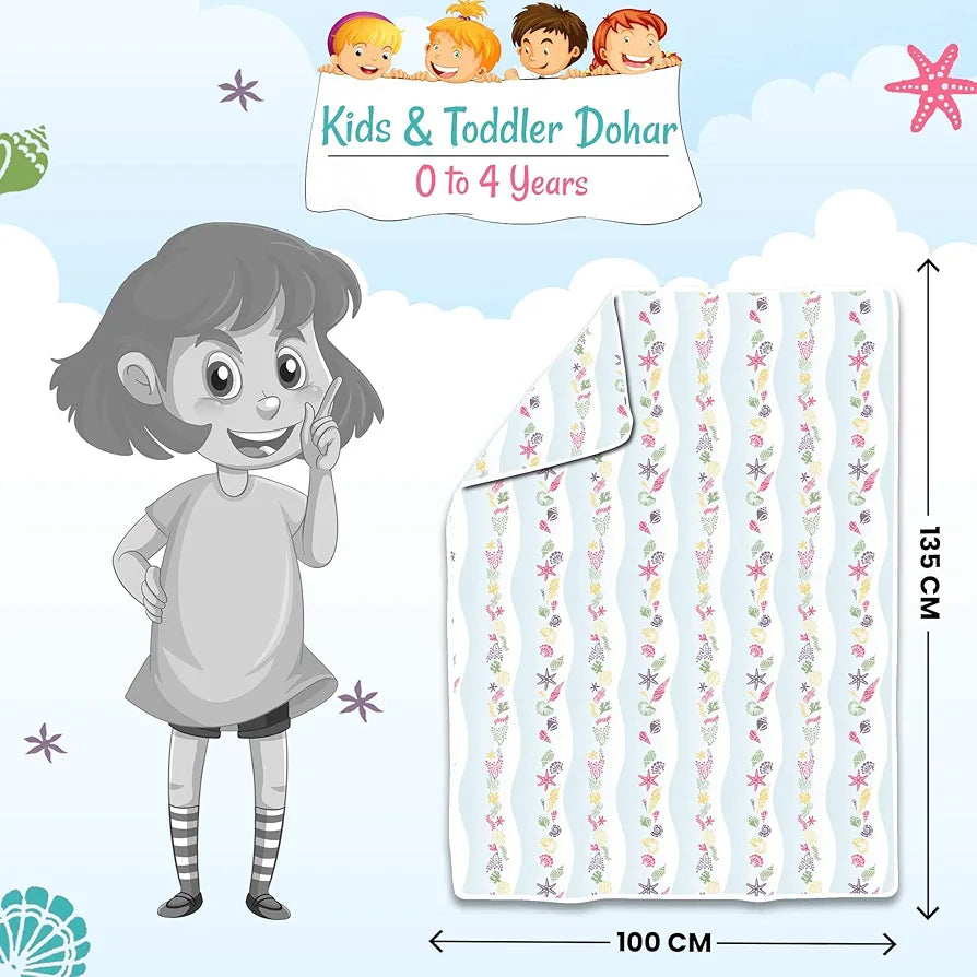 Divine Casa Pure Cotton Printed Single Dohar for Newborn Baby | 120 GSM | Soft & Lightweight Throw Blanket | Cozy & Breathable Bedding | All-Season Comfort | 0-4 Years | 135 x 100 CM, Cosmic Sky