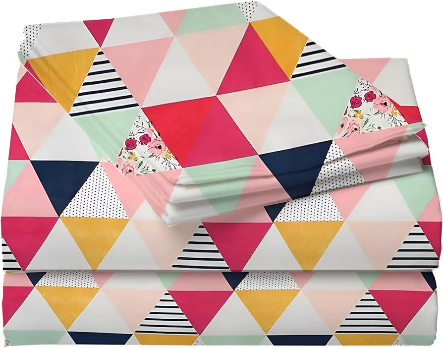 STARNSTYLE Polycotton 220 TC Floral Printed King Size Double Bedsheet with 2 Pillow Covers, 