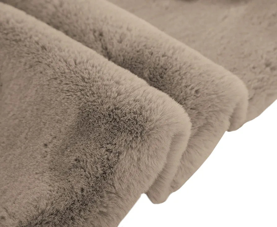 LUXE HOME INTERNATIONAL Rebbit Fur 40X60 Cm Rectangular Bathroom Mat-Taupe Soft,Anti-Skid,Washable Kitchen Mat for Floor Or Door Mat for Home
