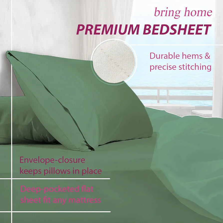 Trance Home Linen Premium 300 TC Pure 100% Cotton King Fitted Bedsheet with 2 Pillow Printed Covers 