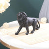 Tied Ribbons Decorative Lion Statue Showpiece Sculpture Animal Figurines Black Resin Idol