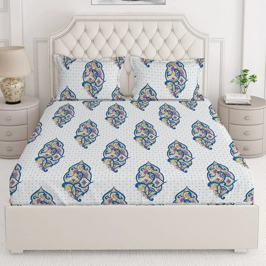 Layers Duracount Bedsheet Set for All Seasons - Lightweight, Moisture Absorbent, Machine Washable & Easy to Care - Gift for Housewarming & More - 225 CVC - King Size 