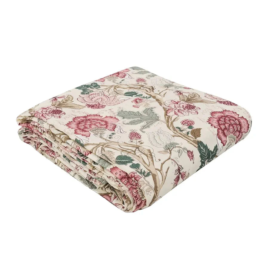 Trance Home Linen 100% Cotton Reversible Dohar Single Bed Size | Jaipuri Printed Artisan Block Design Blanket | Soft Lightweight Ac Comforter Quilt 