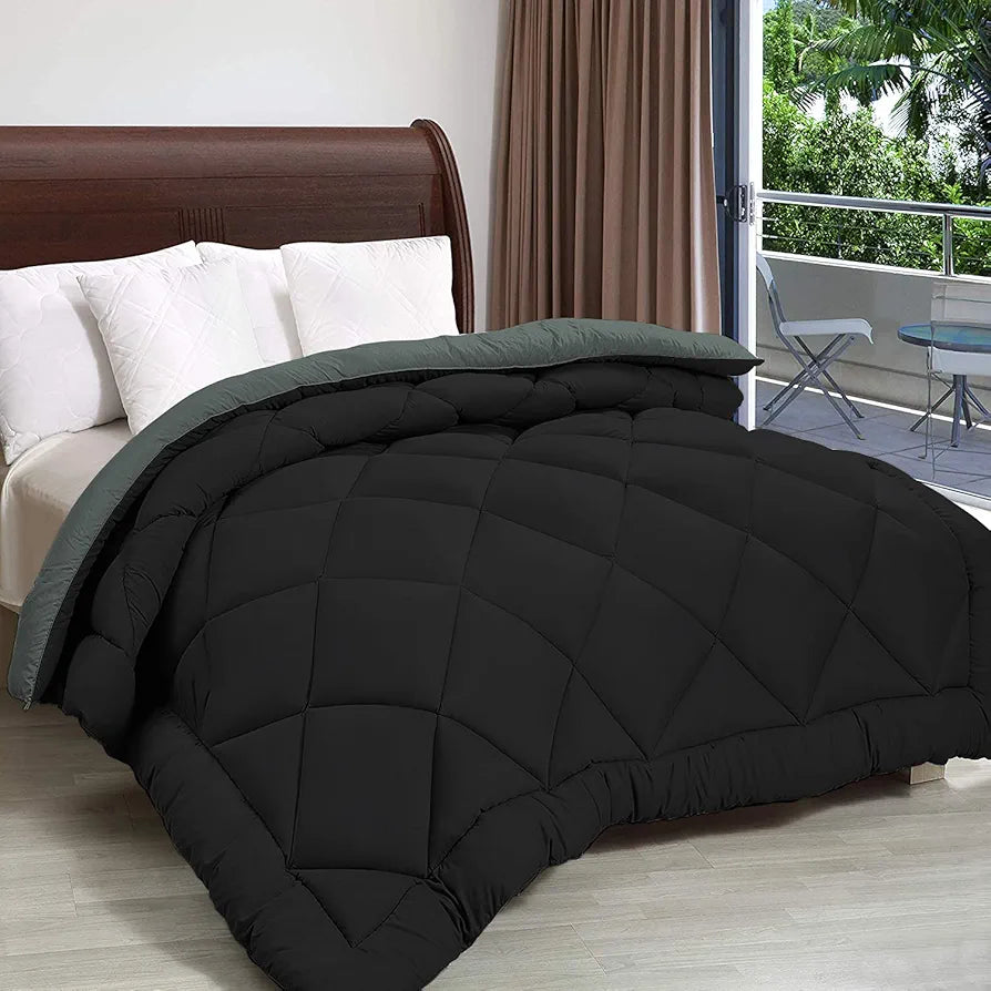 Cloth Fusion Reversible AC Comforter Set Double Bed 220 GSM,Soft Microfibre King Size Quilt Blanket for Winter