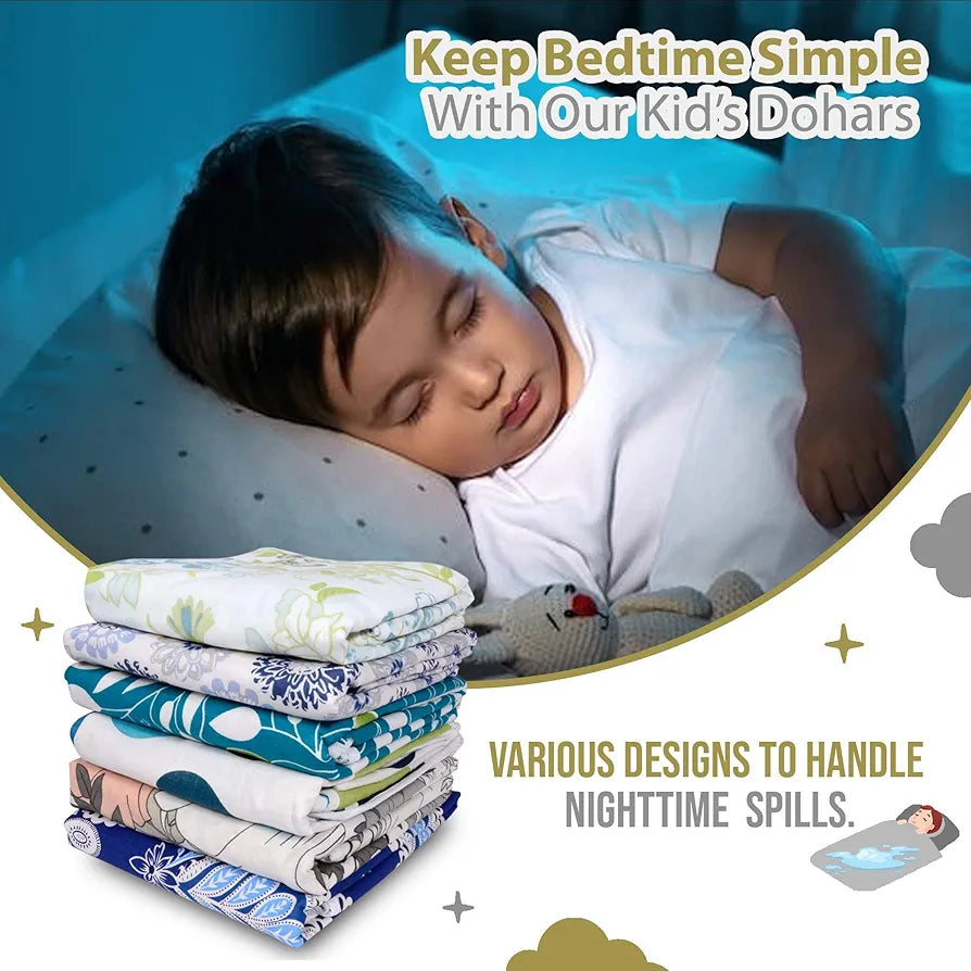 Divine Casa 120 GSM Microfiber Single Kids Dohar  | Soft & Lightweight Throw Blanket | Cozy & Breathable | All-Season Comfort | 140 x 100 CM | Floral Burst Pattern | Soybean & White