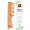 Ayurveda Amrita Organic Neem Wood Comb With Handle for Stimulating Hair Growth | Helps in Dandruff Removal Light Brown