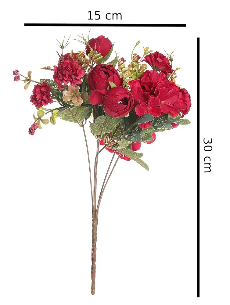 SATYAM KRAFT 1 Pcs Artificial Head Rose Peony Fake Flowers Sticks Bunch for Home Decor, Room, Festival Decorations, Living Room, Diwali Decor  