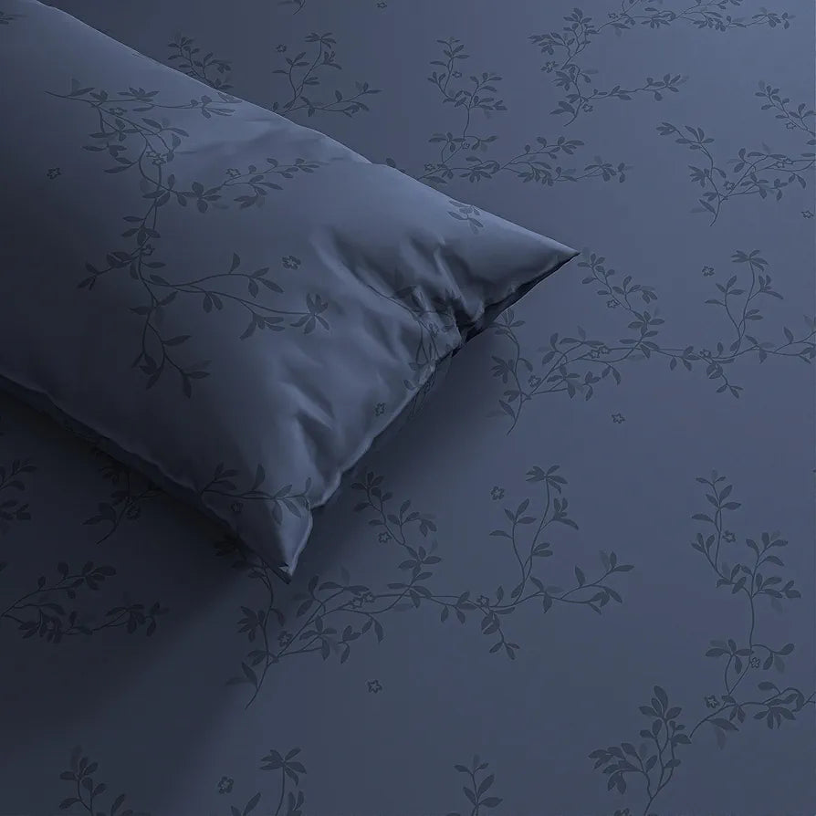 Trance Home Linen 100% Egyptian Cotton300TC Long Staple Jacquard Weave Bed Sheets Elastic Fitted Bedsheet Super Queen Bed Size Elasticated Fitted Bedspread with 2 Pillow CoversQueen 