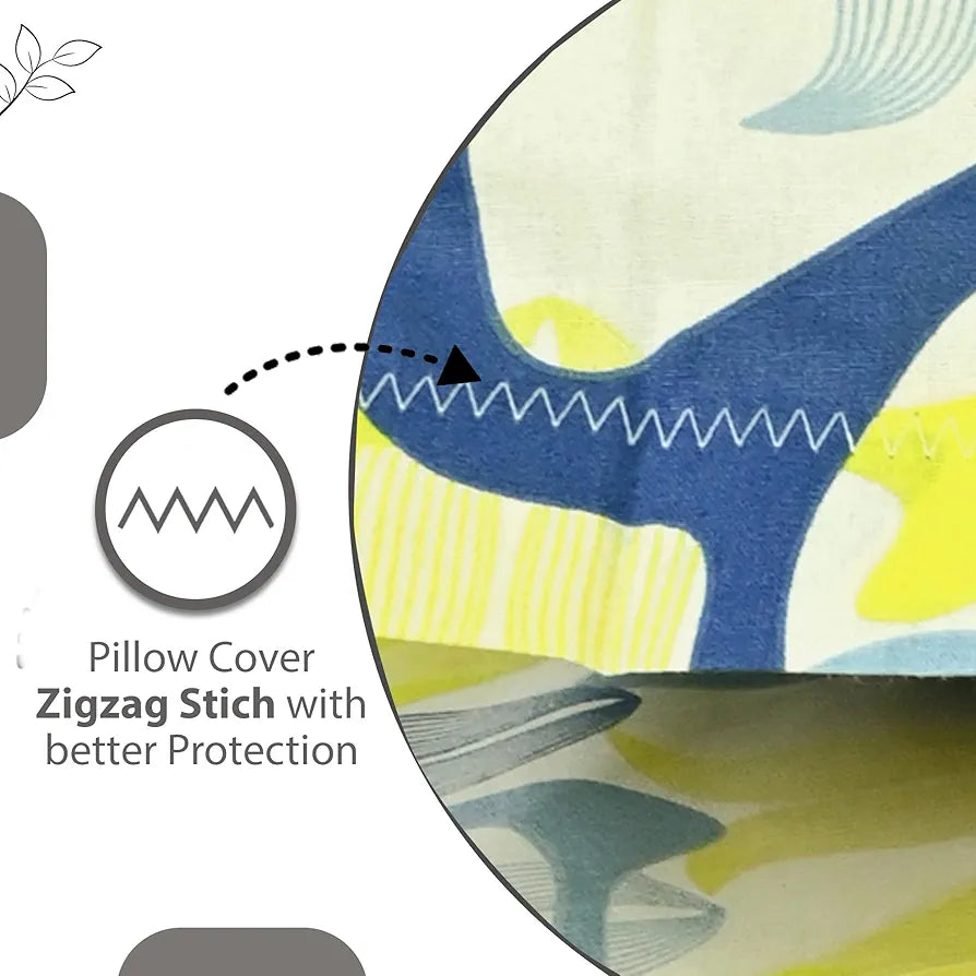 Divine Casa 144 TC Pure Cotton Double Bed Bedsheet with 2 Pillow Covers | Smooth & Comfortable for Daily Use | All-Weather Coziness & Bedroom Style | Size 222 x 254 CM | Mosaic Bloom | Yellow Blue
