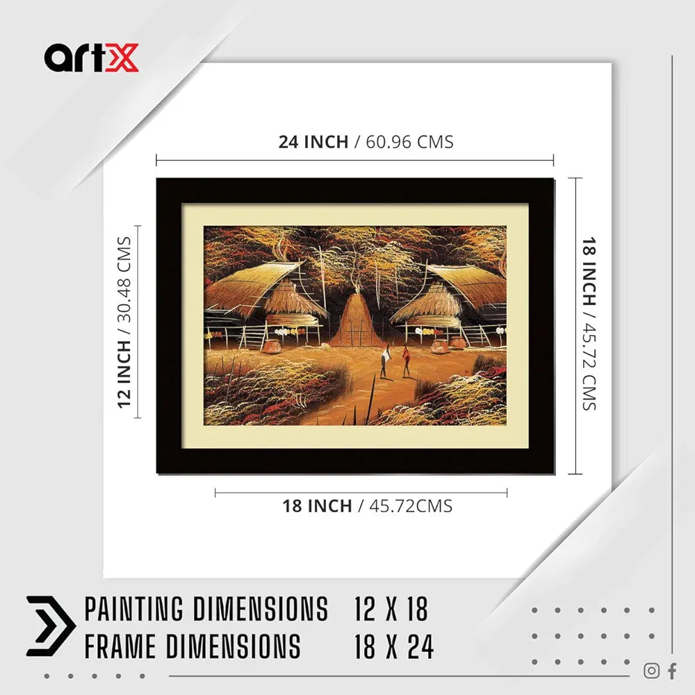 ArtX Paper Premium Village Scene Wall Art Painting, Multicolor, Village, 18X24 in, Set of 1