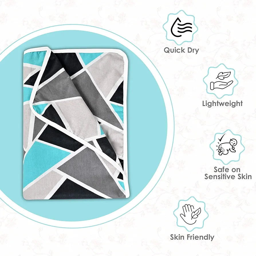 Divine Casa 120 TC 100% Cotton Toddler Baby Blanket | Skin-Friendly Swaddle Dohar for 0-4 Years | Lightweight & Cozy | 140 x 100 cm - Grey, Blue, and Black