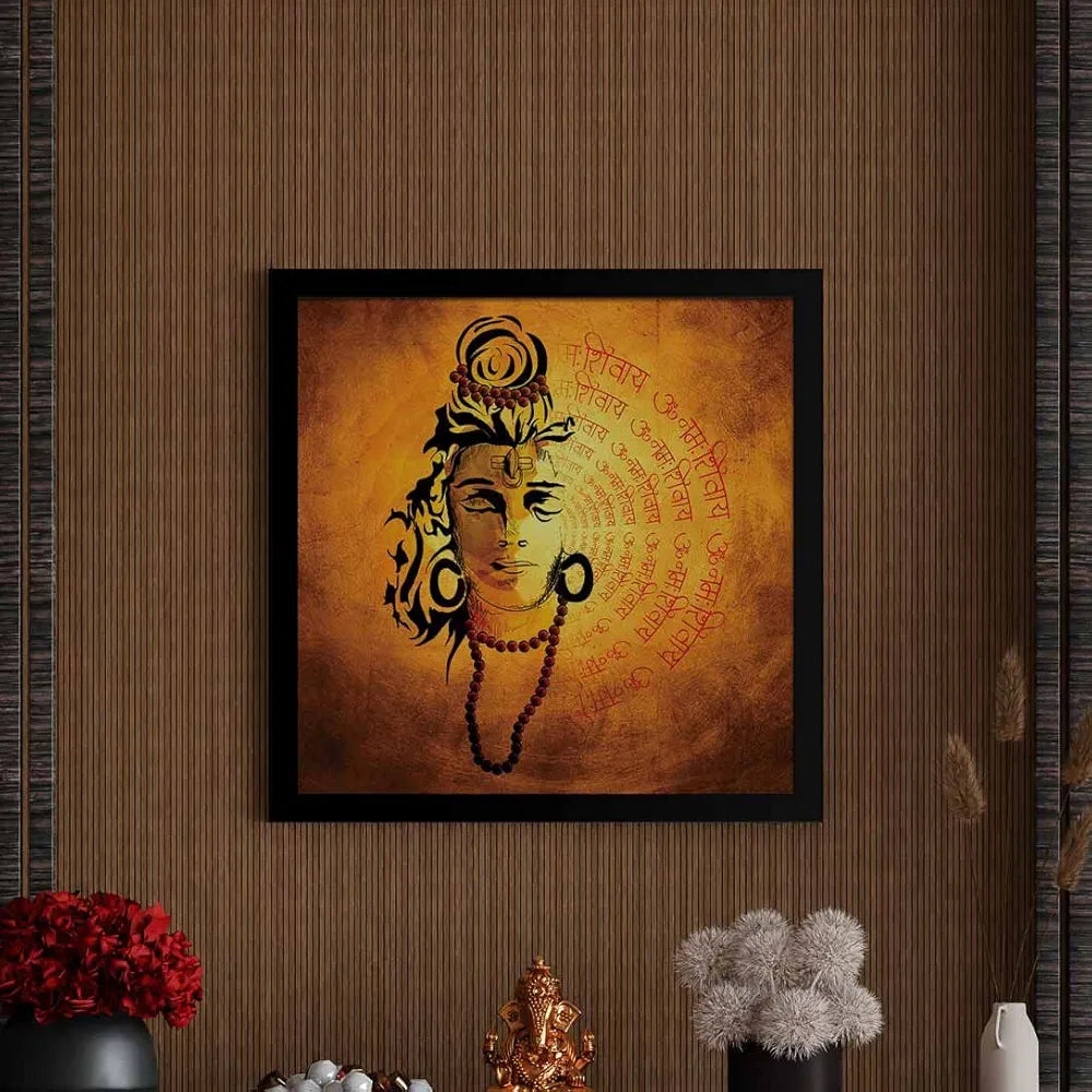 ArtX Shiva Mantra Big Canvas Painting For Living Room With Frame, Multicolour, Square, 24.0 x 24.0 inch, 2x2 Feet, Set Of 1