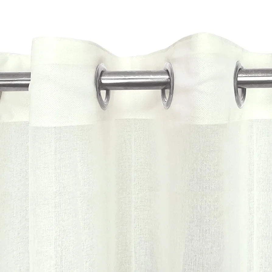 Divine Casa Sheer Window Curtains Pack of 2 | 5 Feet | Textured Abstract Pattern | Lightweight & Airy | Elegant Semi Transparent Fabric for Natural Light | Fine White