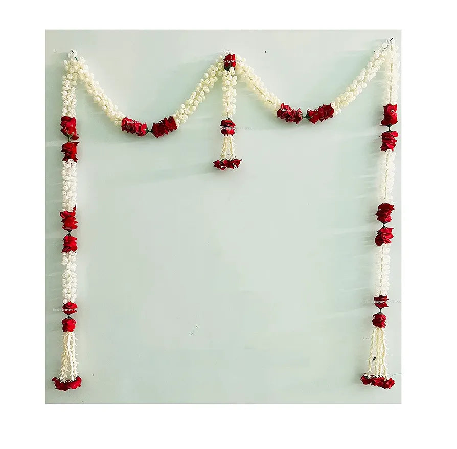 Sphinx Artificial Jasmine  and Roses Door Toran/Door Hangings/Door Garlands for Main Entrance,Festive Wedding Housewarming Decorations-,8 Centimeters