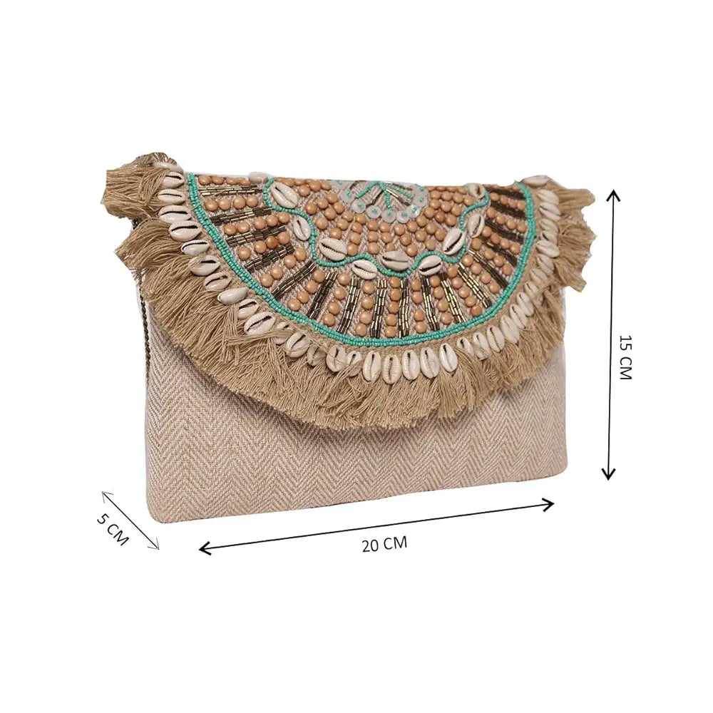 ASTRID Handmade Macrame Flap Over Sling Bag For Girls And Women