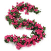 Plastic Artificial Rose Flowers Vine Garland 1.8M Rose Red