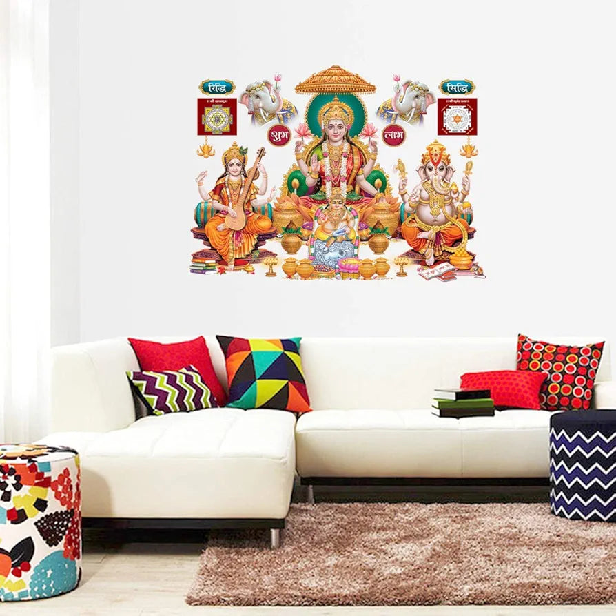 Rangoli White Glossy Vinyl Wall Sticker Premium Self-Adhesive Waterproof Decorative Wall Decal for Bedroom, Living Room, Office & Home Decoration Easy to Apply. Parent-14, Design-15