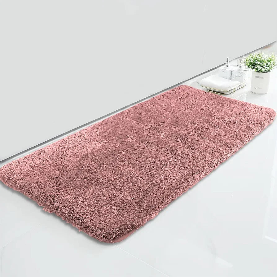 LUXE HOME INTERNATIONAL Microfiber Bath Mat Super Soft Non Slip Vegas Rectangular Mats for Bathroom,Door Pack of 1,Pink