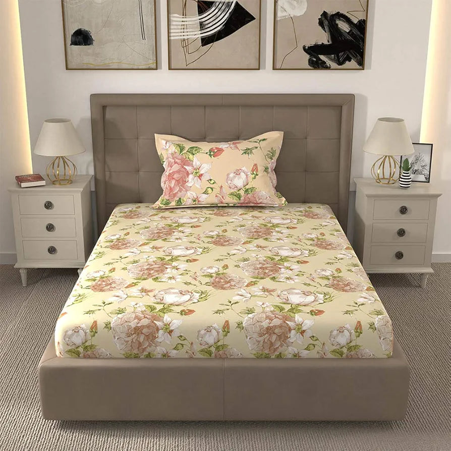 Layers Tuscany Repeat Cotton 104 TC Single Bedsheet Set 