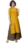 Janasya Women's Mustard Poly Silk Kurta