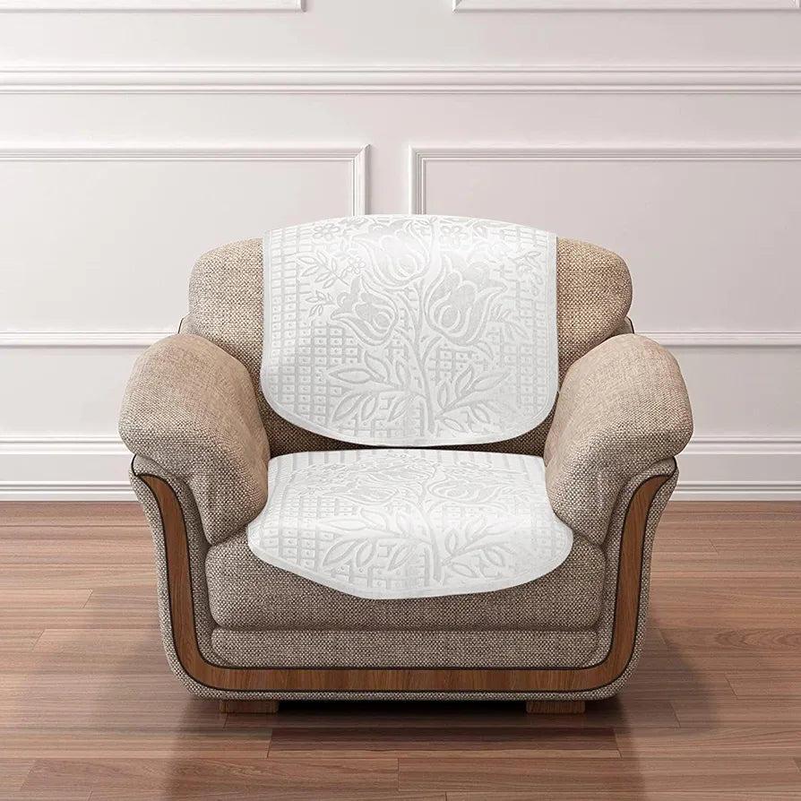 Cloth Fusion Italian Velvet Sofa Cover 5 Seater Set, Perfect Floral Embossed Sofa Cover 3 Seater and 2 Seater for Living Room 