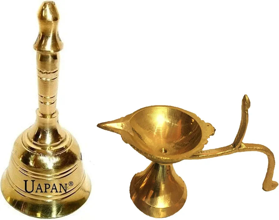 UAPAN Brass Pooja Bell with Diya 