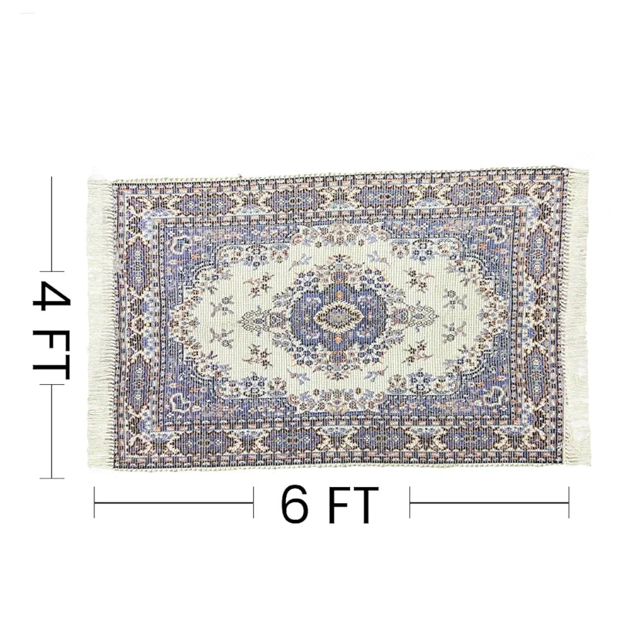 SAJAVAT HOME Cotton & Jute Printed Rectangular Floor Rug| Soft and Durable Indoor Carpet for Living Room, Bedroom, Kitchen, and Home Decor | Green Area Rug | 4x6 Feet  | Pack of 1