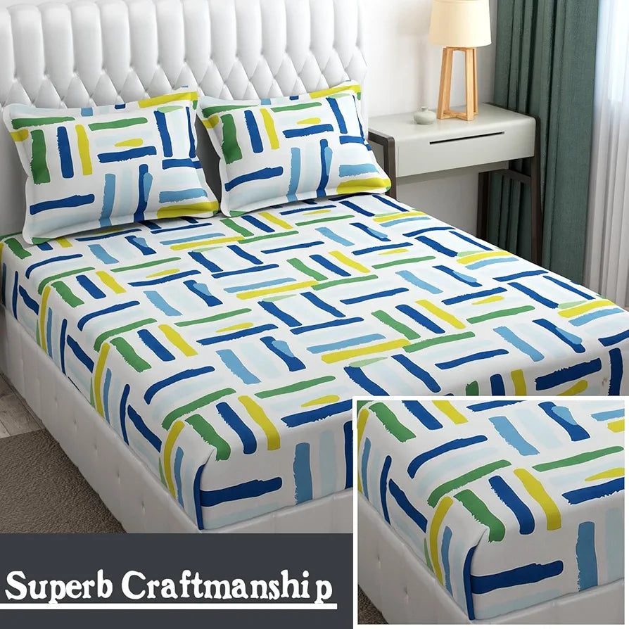 FRESH FROM LOOM Microfiber Rotary Printed Bed Sheet Set - King Size, Hypoallergenic, Wrinkle Free with 2 Pillow Covers , 144 TC