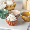 Anko Hand Glazed Icecream Bowls Set of 4 Stoneware Embossed Oven Safe 7.5cm H x 13cm Dia Pink Brown Green Red