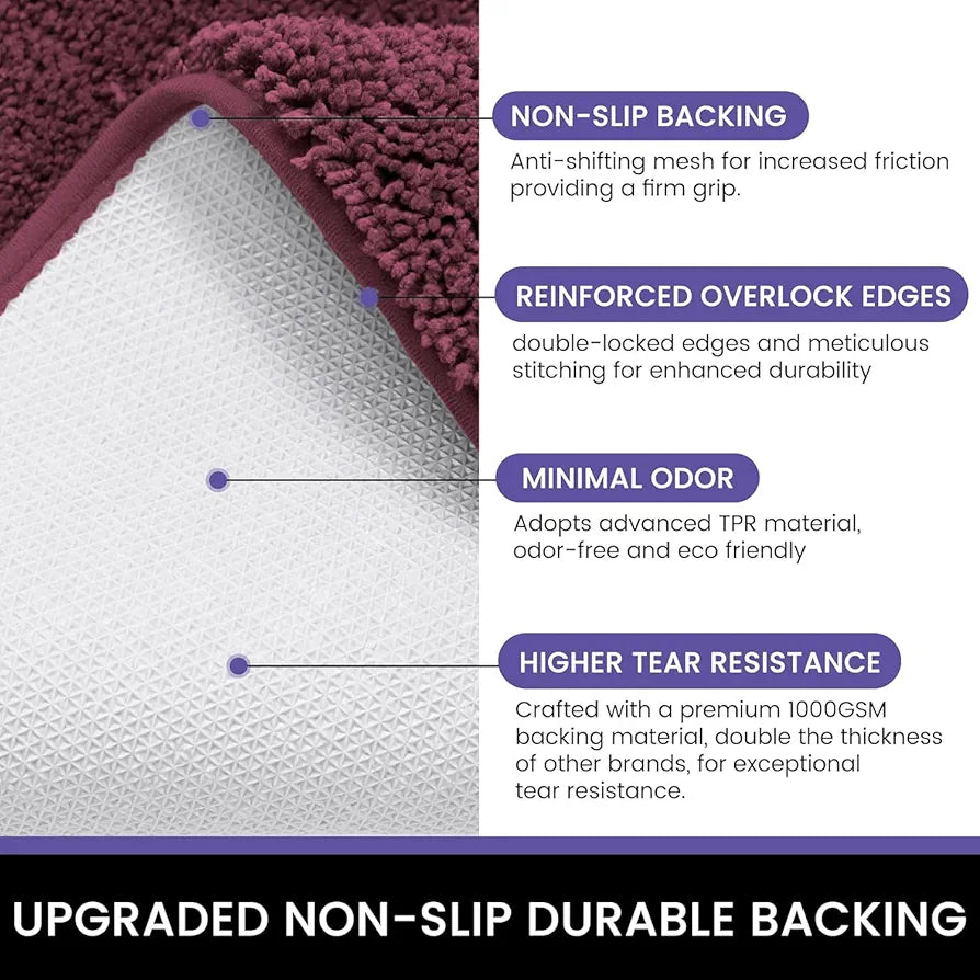 LUXE HOME INTERNATIONAL Bathmat Super Soft Anti SkidWater Absorbent Floor Mats With 2500 Gsm Microfiber Newman Bathroom Rectangular Mat For Kitchen And Bedroom DoorPack Of 1