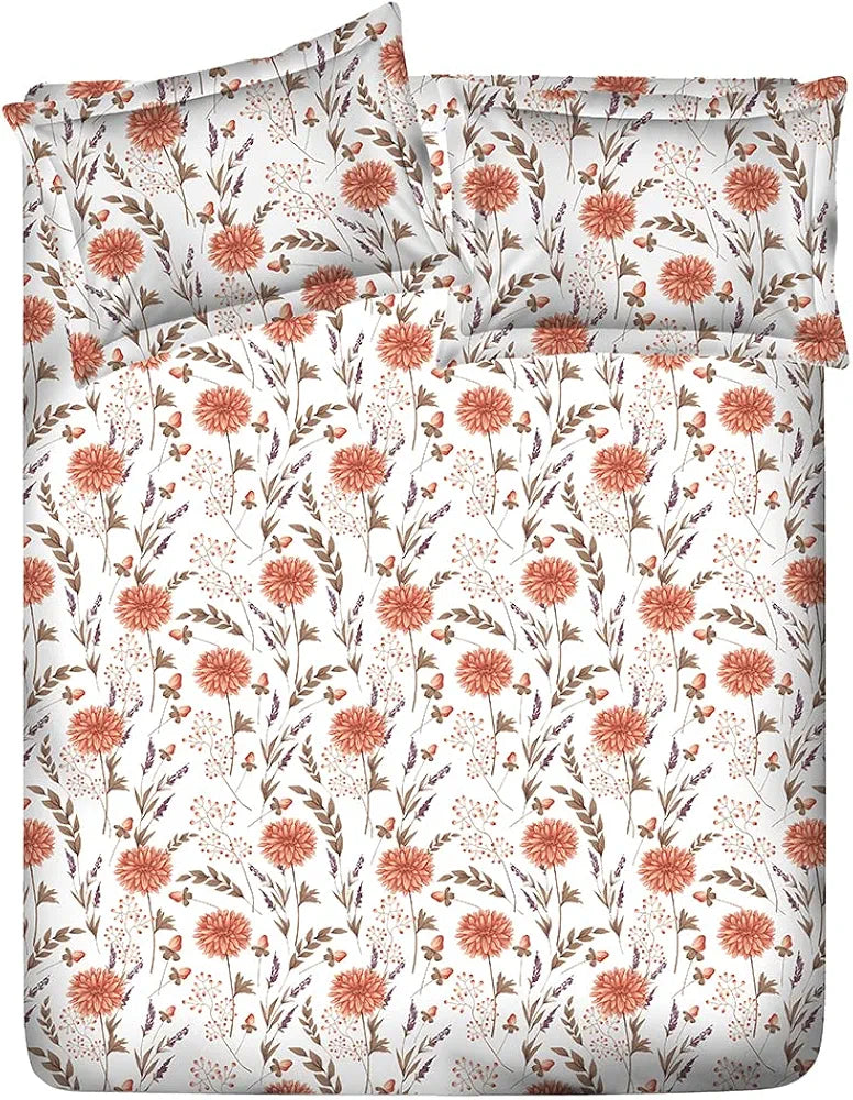 Layers Marigold 100% Cotton Bedsheet Set for All Seasons - Lightweight, Moisture Absorbent, Machine Washable & Easy to Care - Gift for Housewarming & More - 144 TC - King Size 