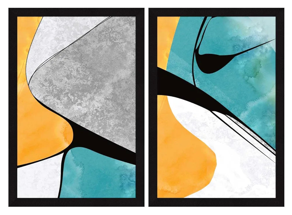 ArtX Paper Scenery Aesthetic Wall Decor Paintings with Frame for Home Decoration, Framed Painting for Wall Decoration, Wall Decor For Living Room, Set Of 2