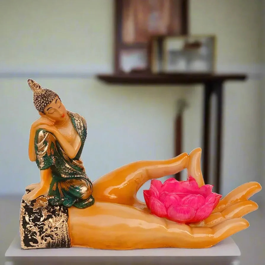 ALILA Meditating Buddha Idol Statue Showpiece for Home Garden Living Room Decor Decoration Gift Gifting Items, 8x5 inches / 20x12cm, Buddha