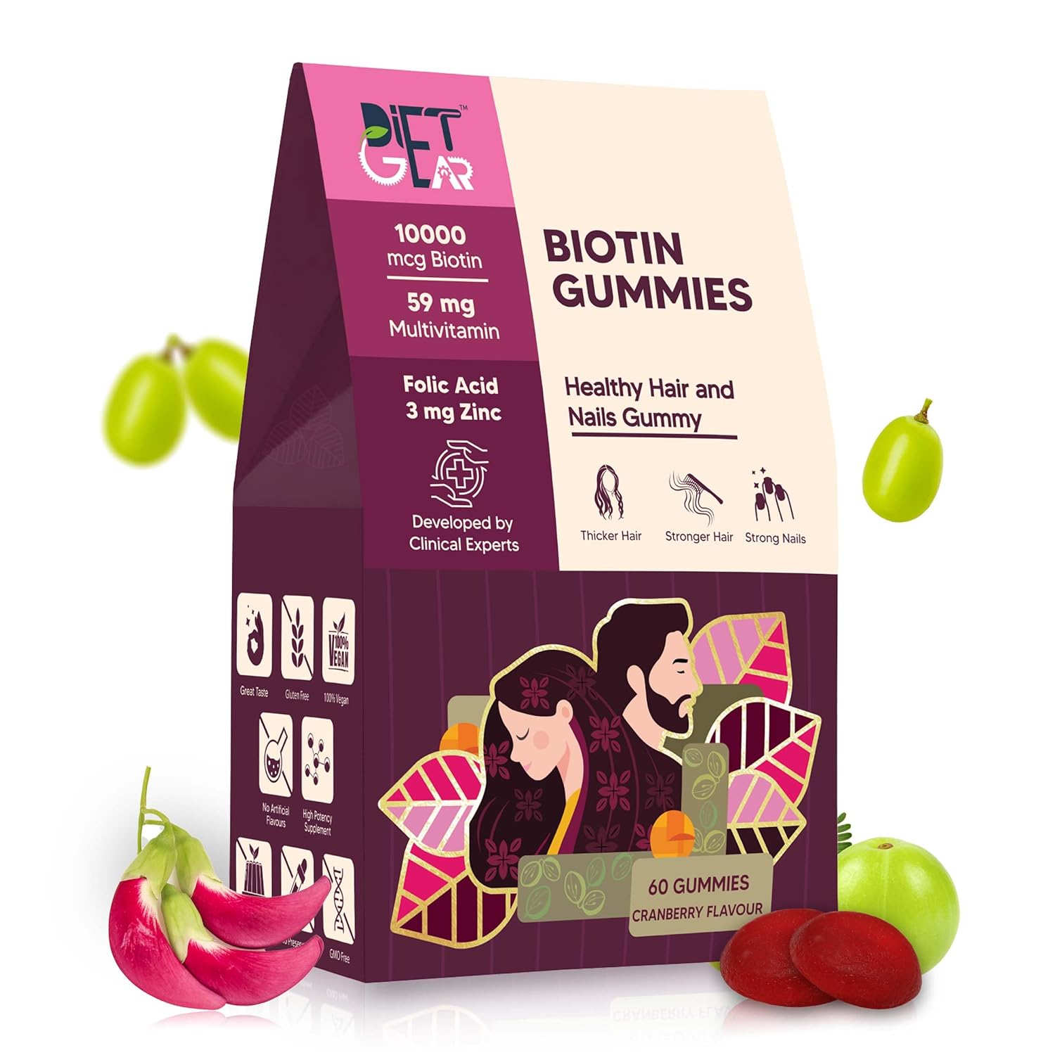 Diet Gear biotin for hair growth biotin hair 60 gummies Swadesii