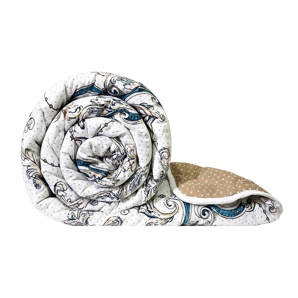 Divine Casa Microfibre Mild Winter 120 GSM Printed Reversible Single Bed Size Quilt Comforter Blanket - 