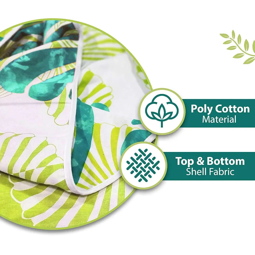 Divine Casa Glace Cotton 120 GSM Reversible Lightweight Printed Double Bed AC Dohar Blanket Quilt - Lime Green and Brown| TC - 120