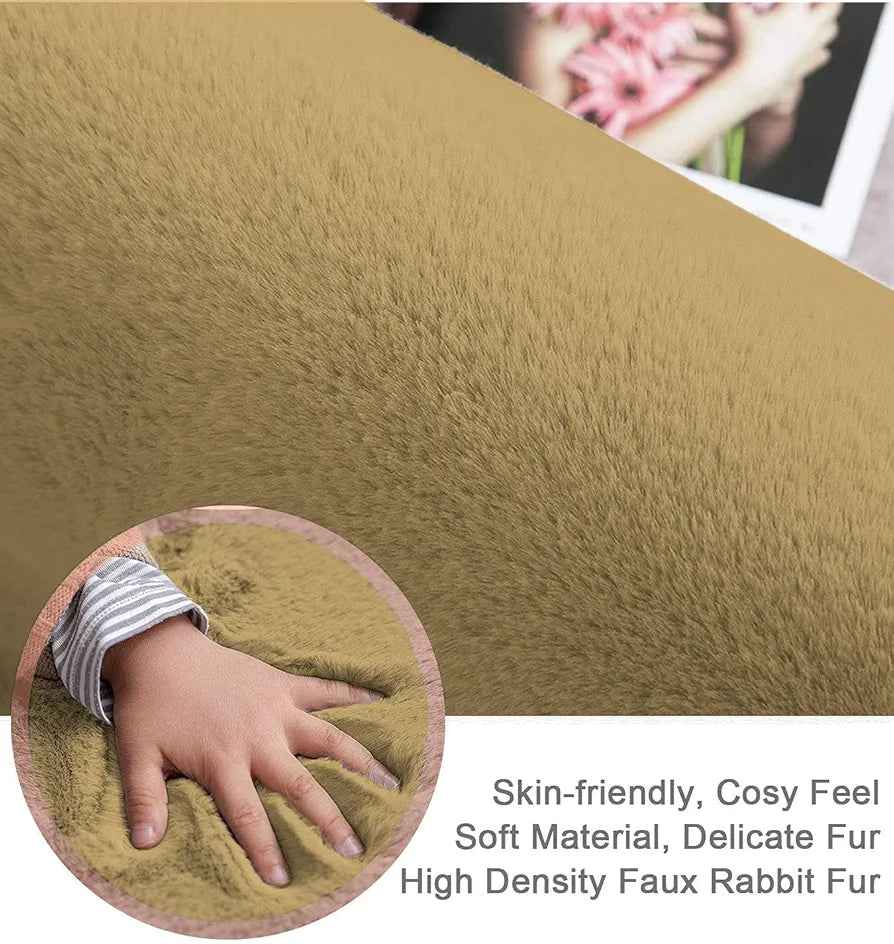 LUXE HOME INTERNATIONAL Ruffle Bath Mat Rabbit Fur 1000 GSM Bathroom Door Rectangular Foot Mats Anti Skid Water Absorbent Easy Machine Washable Rug for Entrance|Kitchen Floor|45X75 Cm|Mocka|Pack of 1