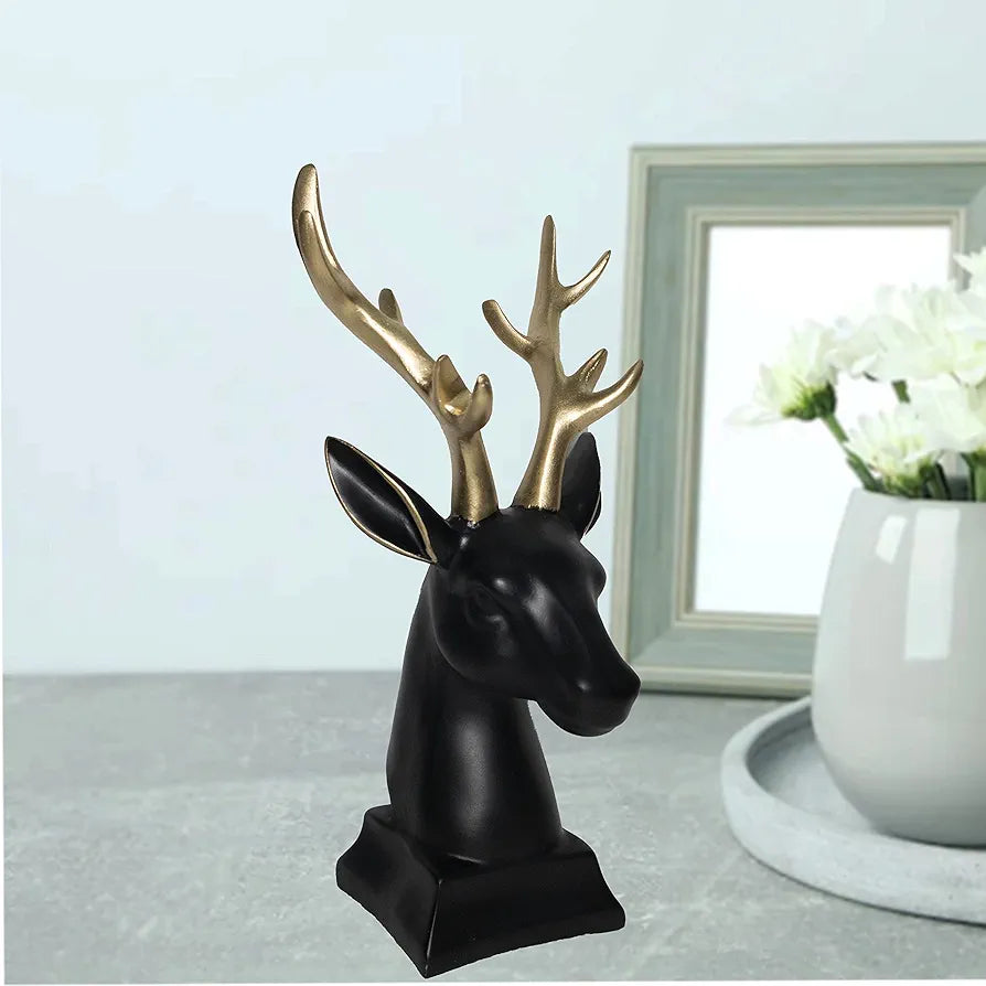 JAIPUR ACE Swamp Deer Statue Sculptures Bara Singha Showpieces Creative Abstract Design Art Figurine for Home Living Room Decorative Display  Resin, Silver and Golden