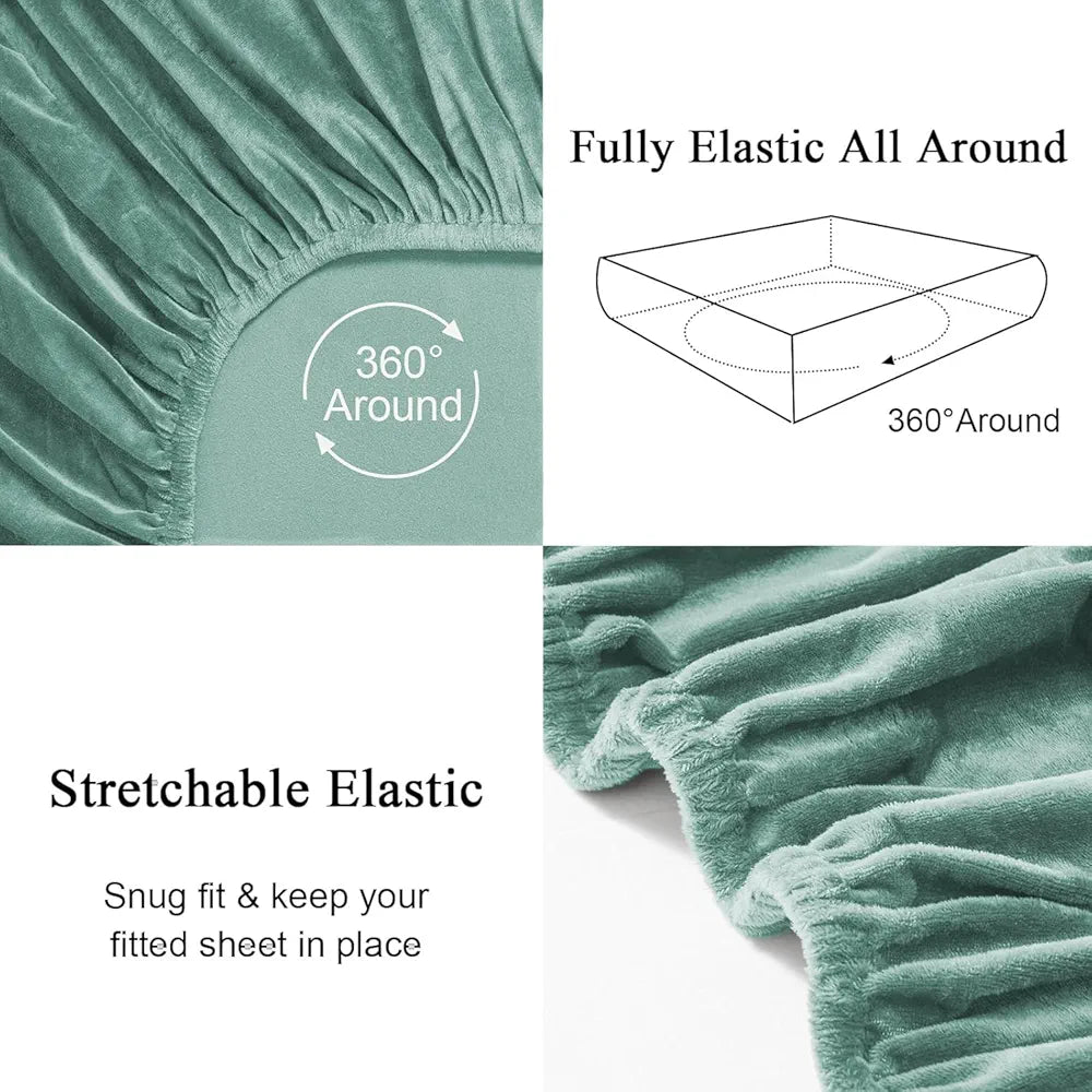 Cloth Fusion 200 TC Warm Winter Elastic Fitted Bedsheet for Double Bed King Size with 2 Pillow Covers, Cozy Woolen Bedsheets for Double Bed 