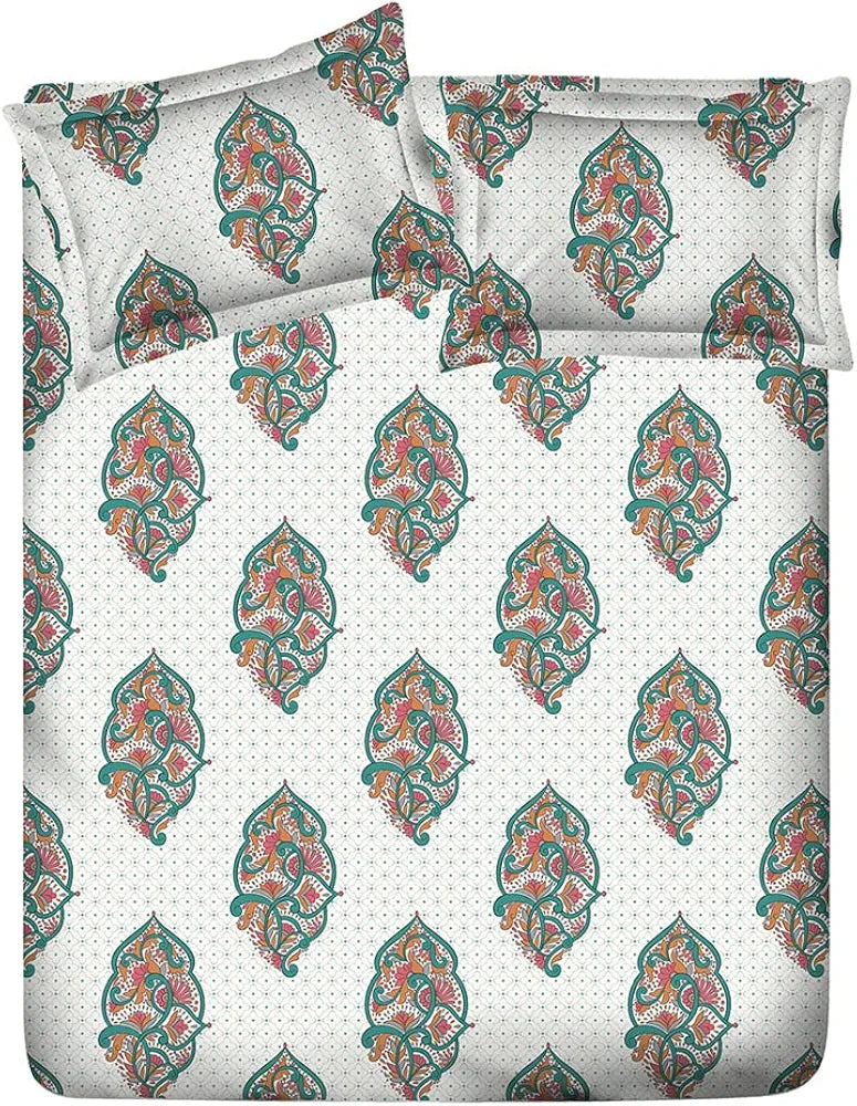 Layers Toughened Cotton Bedsheet for Double Bed King Size with Pillow Cover Set, 225 TC  Duracount, Light Weight, Moisture Absorbent, All Season Comfort, Wrinkle Resistance