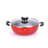 Sumeet 2.6mm Non Stick Glasso Deep Kadhai with Glass Lid1.5 Ltr - 20cm Dia (Red)